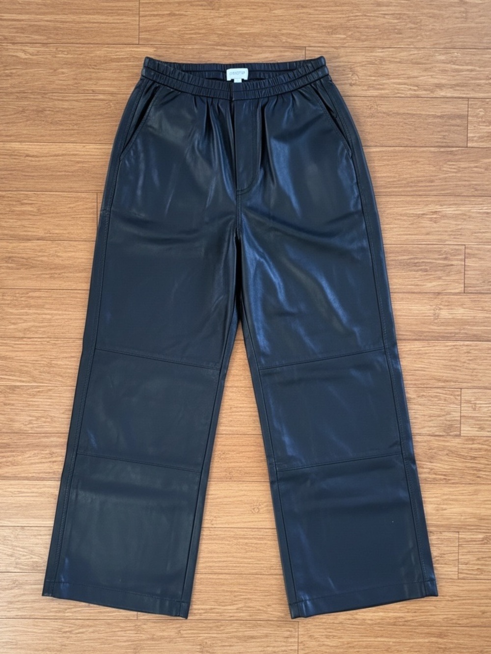 Women’s Faux Leather Wide-Leg Pants - Black